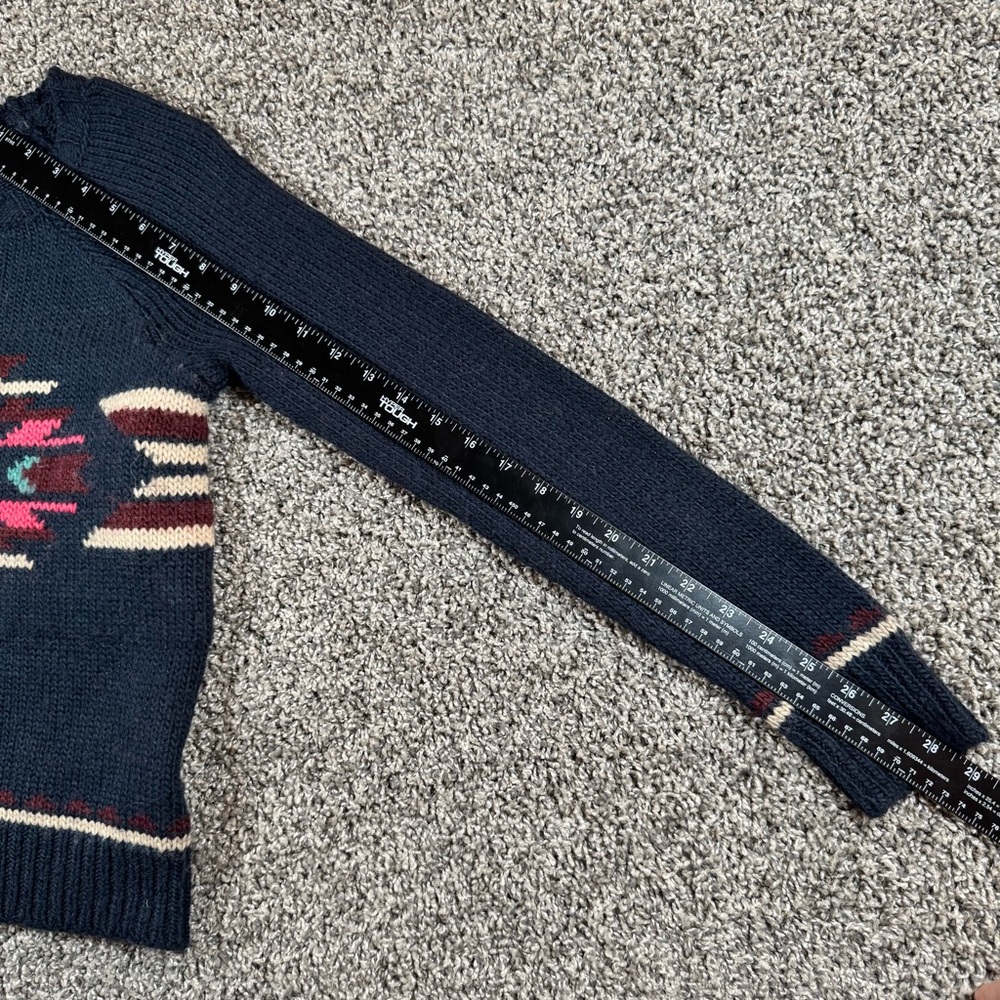 Hollister Sweater Womens Small Blue Aztec Tribal Wool Blend Southwestern - Picture 6 of 9